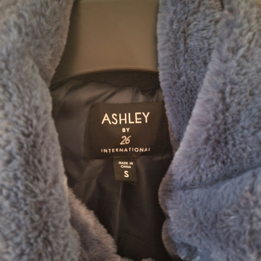 Ashley By 26 International Blue Teddy Jacket Plush Cozy Style